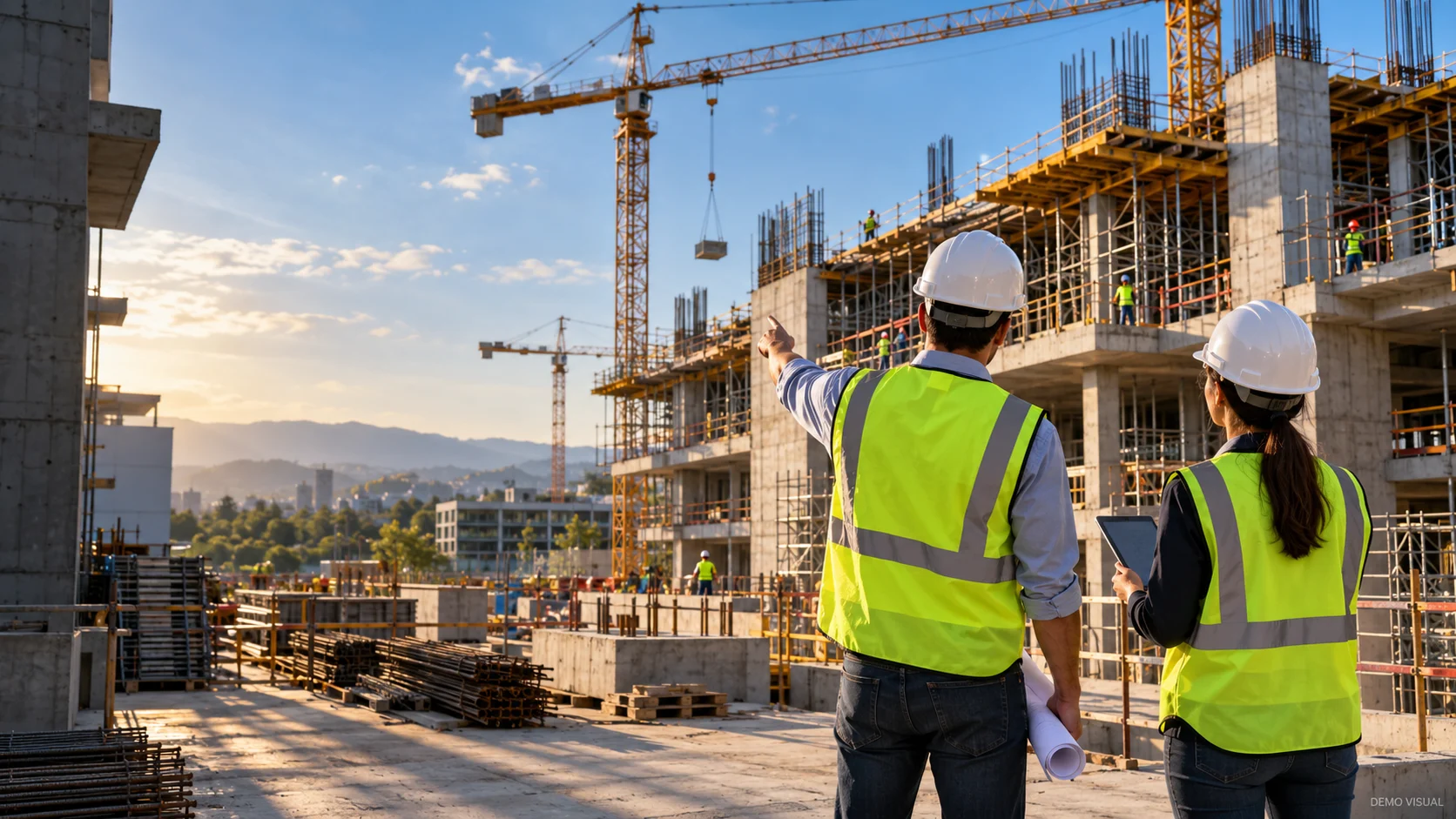 Engineers working at a construction site